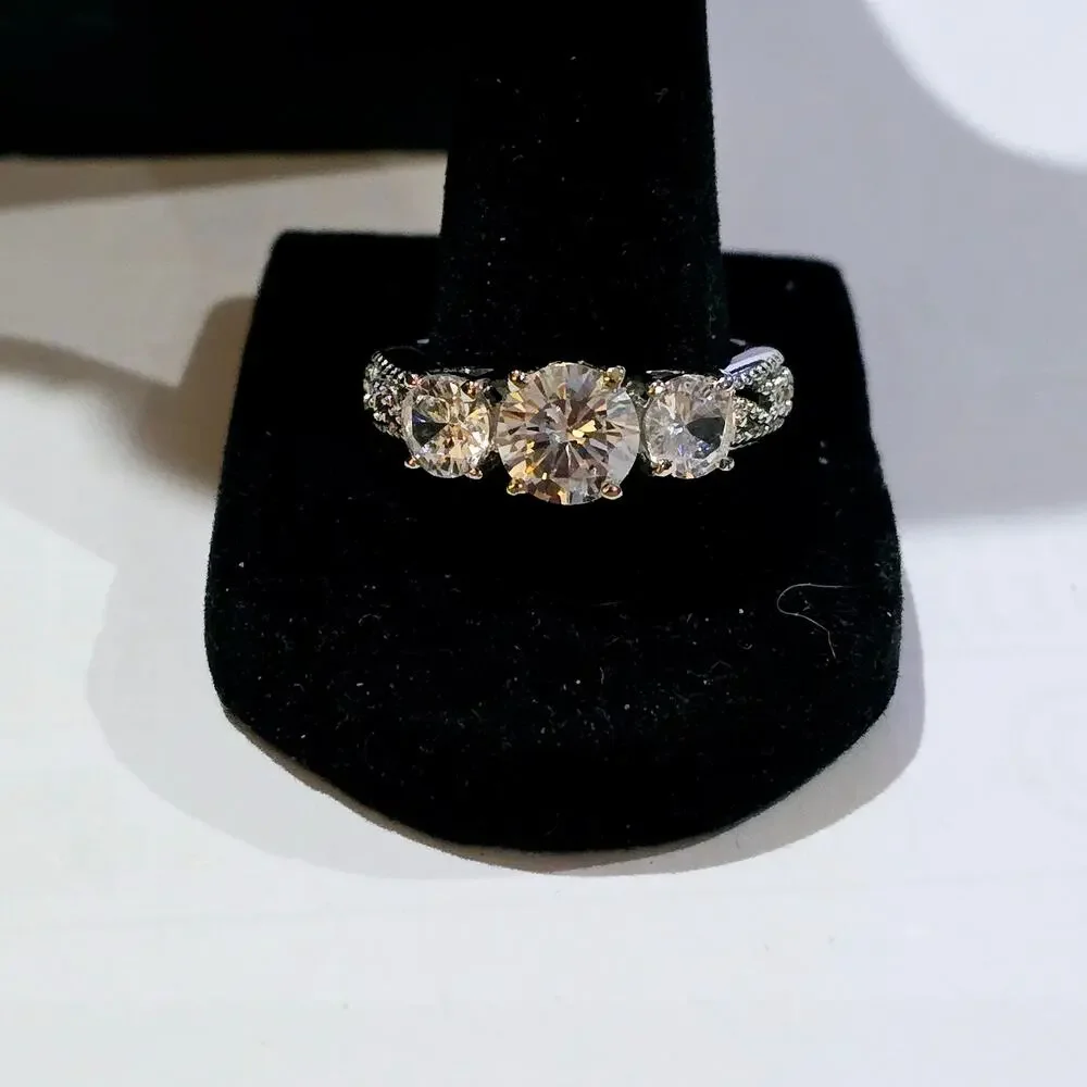 3 White CZ Stone 2 Piece Ring and Necklace Set NWOT